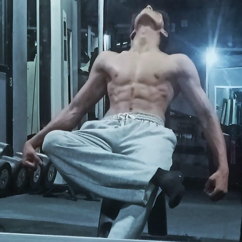 Ashis Neupane in the gym at Apex Fitness Centre
