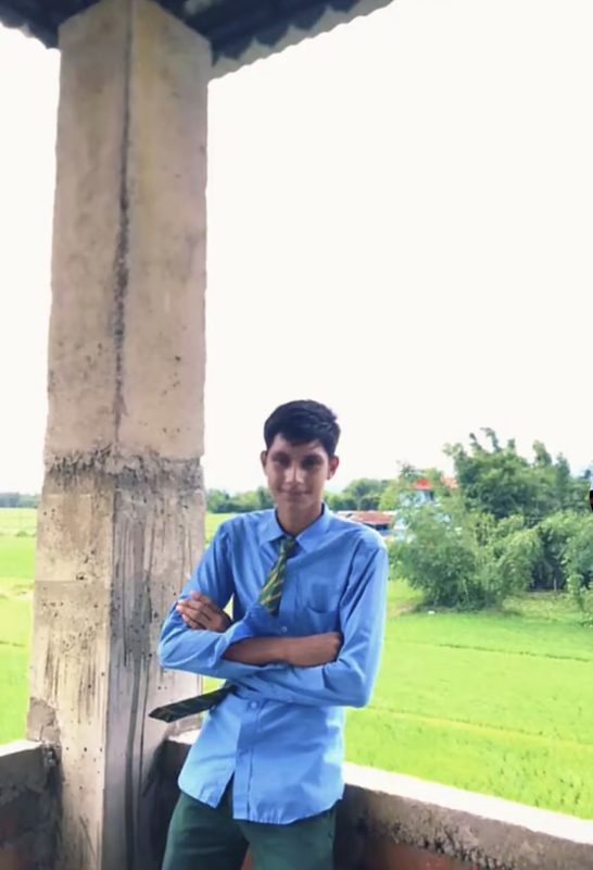 Ashis Neupane in school uniform, before training at Apex